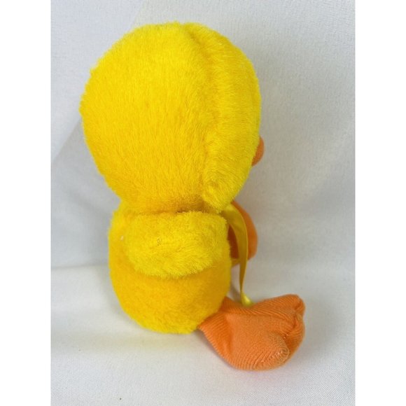 Vintage 8 Inch Cuddle Wit Yellow Baby Duck Small Chick Plush Toy With Bow - Picture 6 of 9